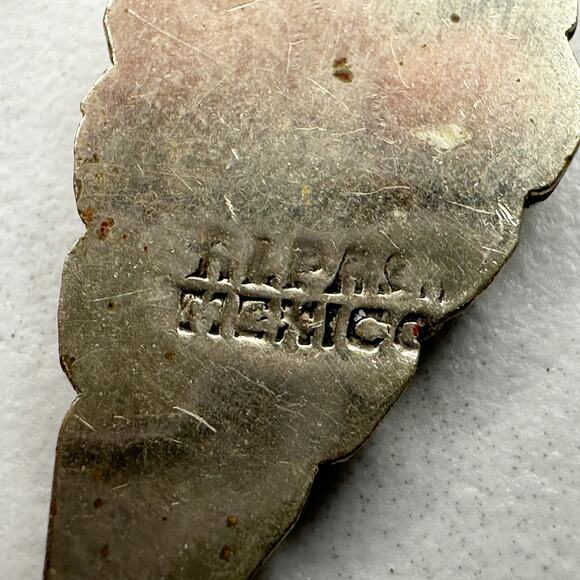 Vintage Alpaca Mexico Silver Tone Abalone Shell Inlay Upcycled Pendant - Picture 9 of 9